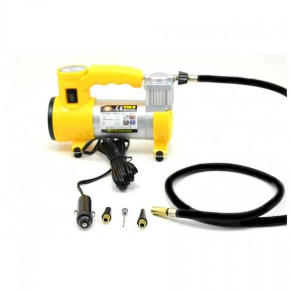 Pachet promotional Compresor auto profesional, 12V, 35 l pe minut + Casca bluetooth handsfree + Suport numar telefon parcare CADOU