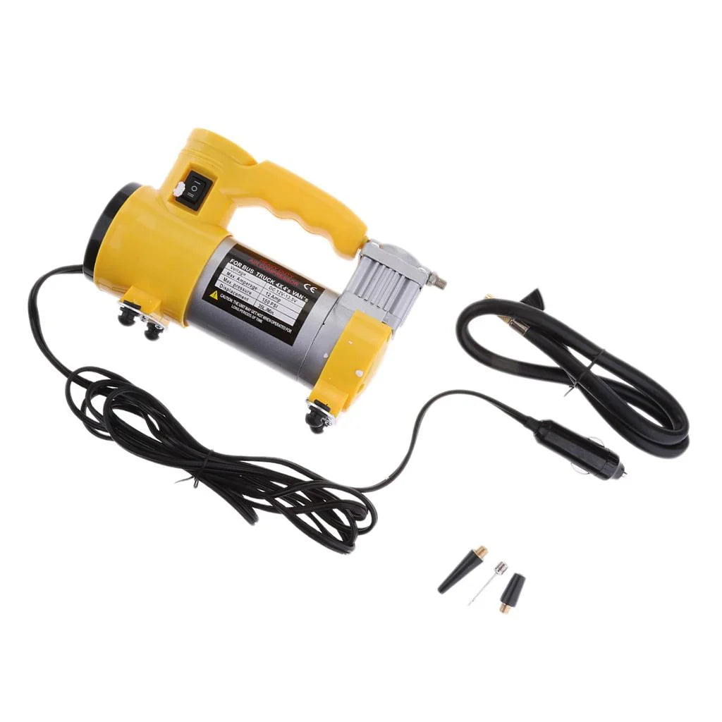 Pachet promotional Compresor auto profesional, 12V, 35 l pe minut + Casca bluetooth handsfree + Suport numar telefon parcare CADOU