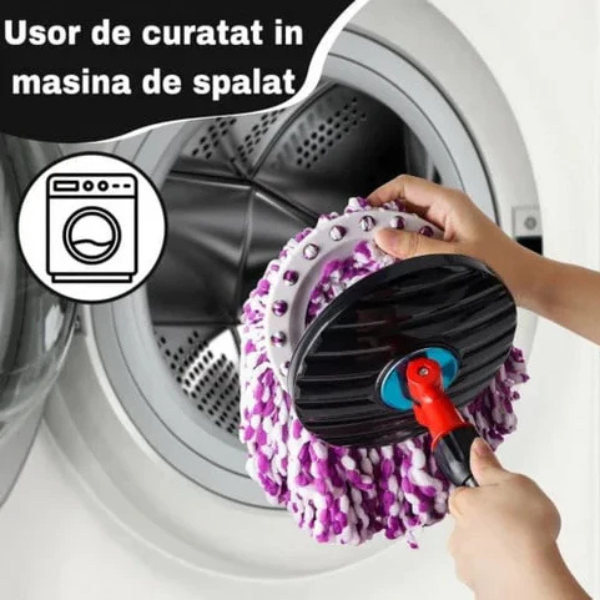 Set Mop Magic Rotativ 360° cu Talpă și Cuvă din Inox, 4 Rezerve Diferite + Perie Rosturi, Covoare Incluse + CADOU SURPRIZA