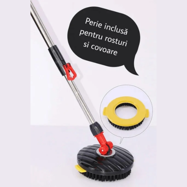 Set Mop Magic Rotativ 360° cu Talpă și Cuvă din Inox, 4 Rezerve Diferite + Perie Rosturi, Covoare Incluse + CADOU SURPRIZA