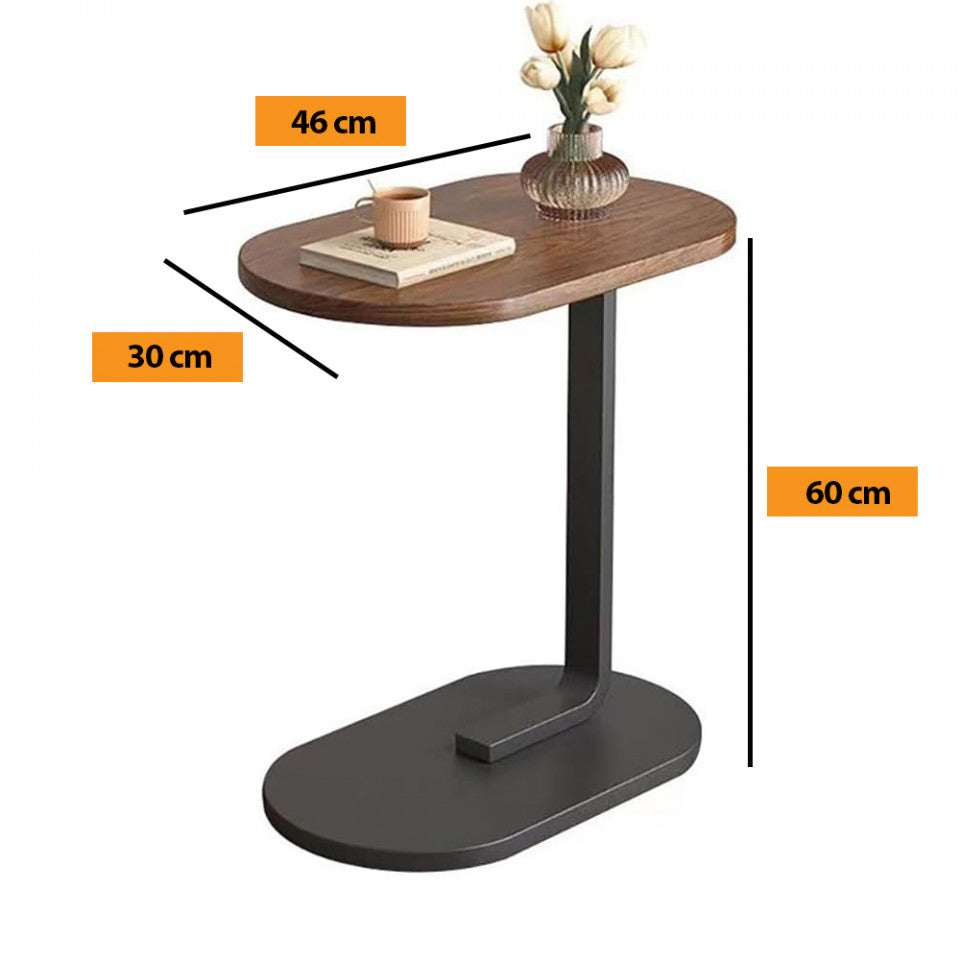 Masuta cafea ovala, lemn, maro, 46 x 30 x 60 cm
